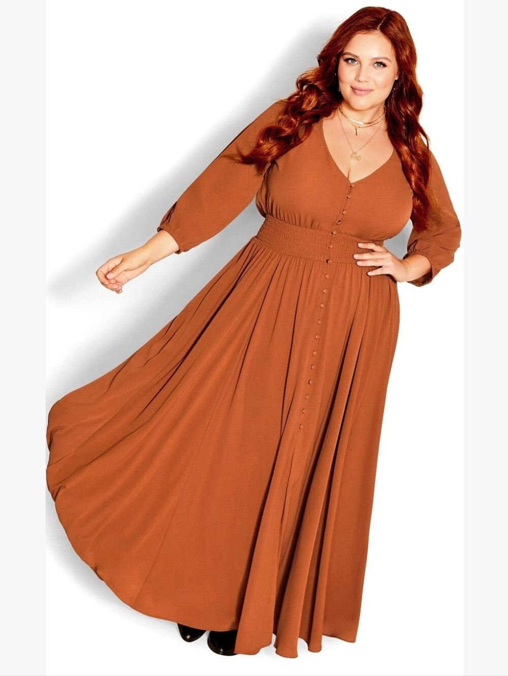 City Chic Desire Shirred Waist Maxi Dress Sz Large